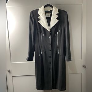 Vintage Escada Margaretha Ley Black and White ' Piano ' Dress Removable Collar